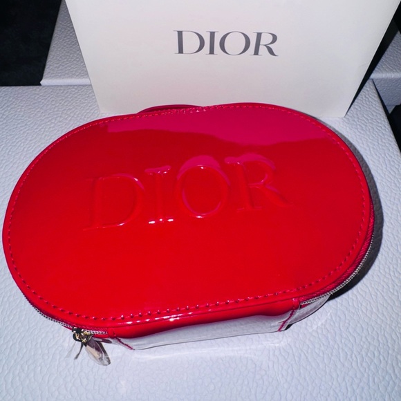 Dior Limited Edition Red Patent Leather Cosmetic Makeup Beauty Case Bag … - Picture 1 of 4